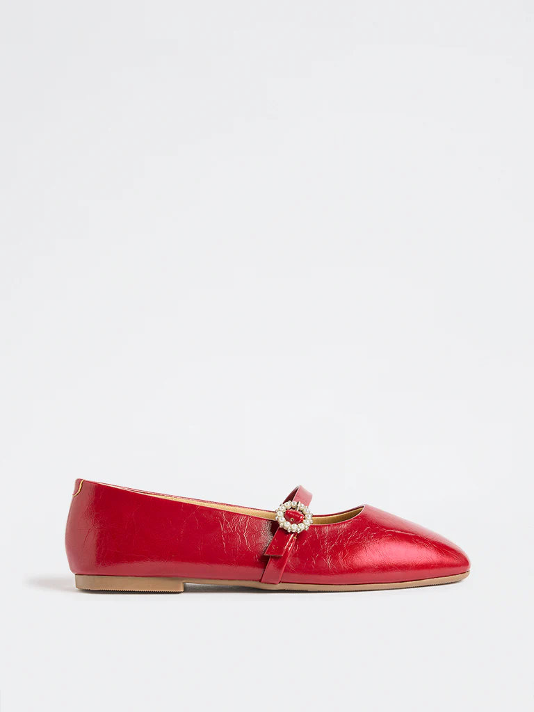 LUNA BLU Red Embellished Mary Jane Shoes - Image 2