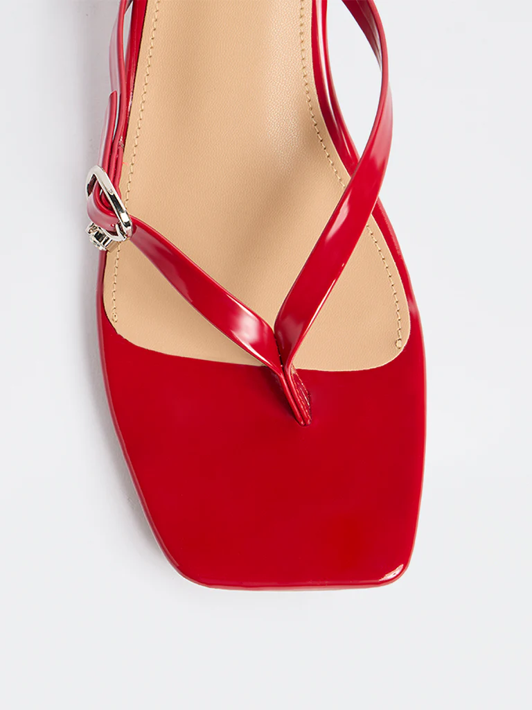LUNA BLU Red Thong-Strap Sandals - Image 3