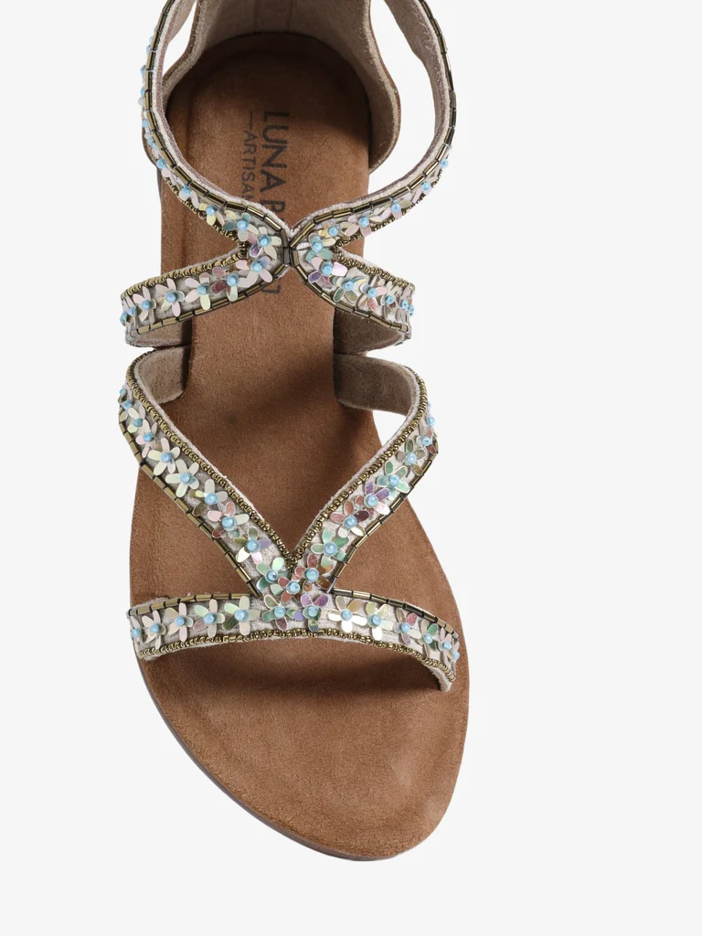 LUNA BLU Rose Gold Gladiator-Strap Flat Sandals - Image 3