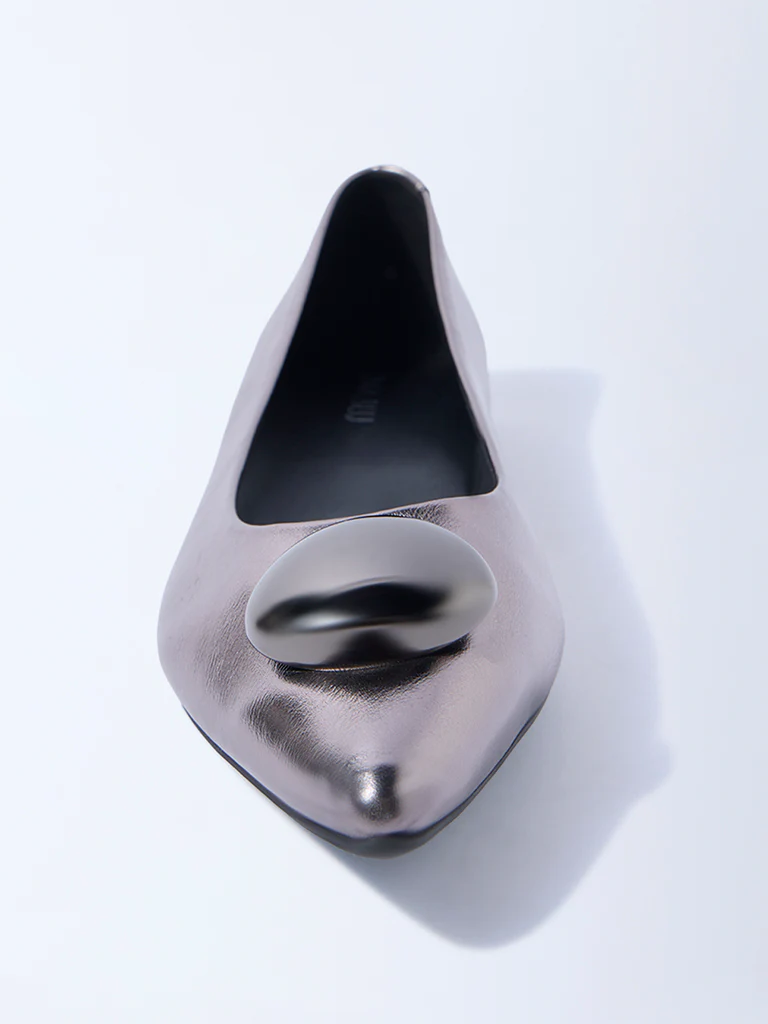LUNA BLU Silver Hardware-Detailed Ballerinas - Image 3