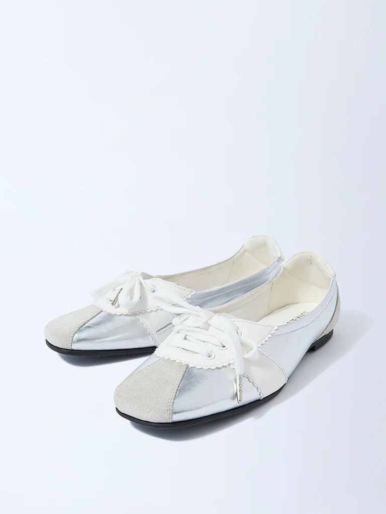 LUNA BLU Silver Lace-Up Shoes - Image 3