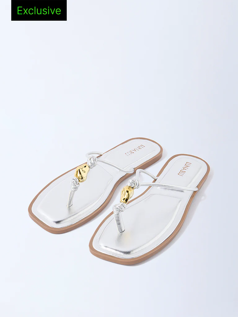 LUNA BLU Silver Thong-Strap Sandals - Exclusive