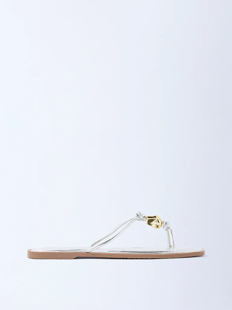 LUNA BLU Silver Thong-Strap Sandals - Exclusive - Image 2