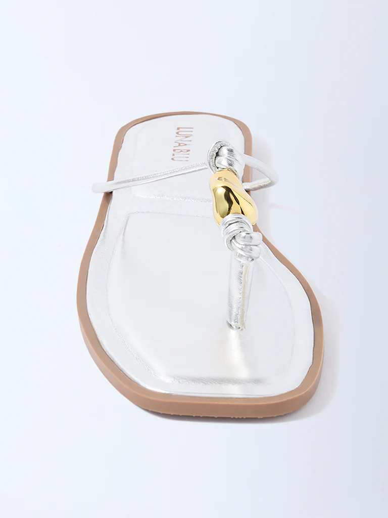 LUNA BLU Silver Thong-Strap Sandals - Exclusive - Image 3
