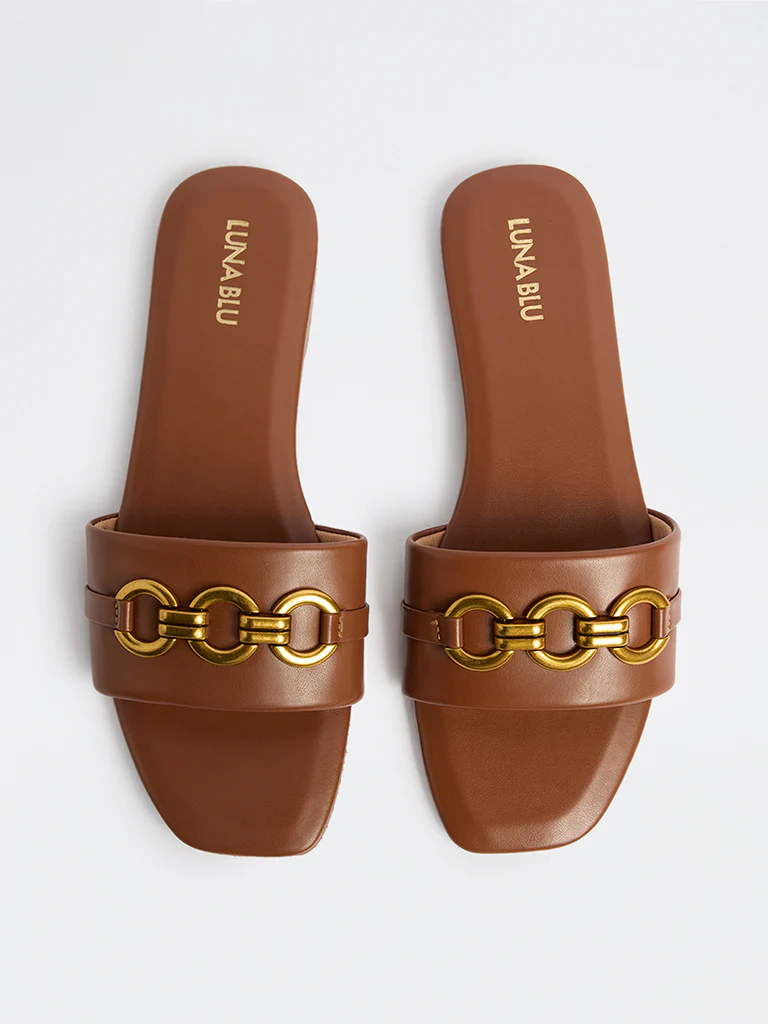 LUNA BLU Tan Hardware-Detailed Slides - Image 3
