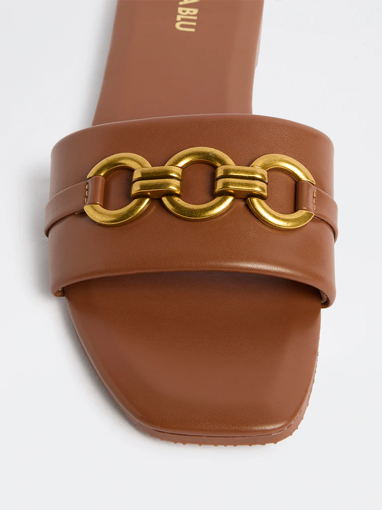 LUNA BLU Tan Hardware-Detailed Slides - Image 4