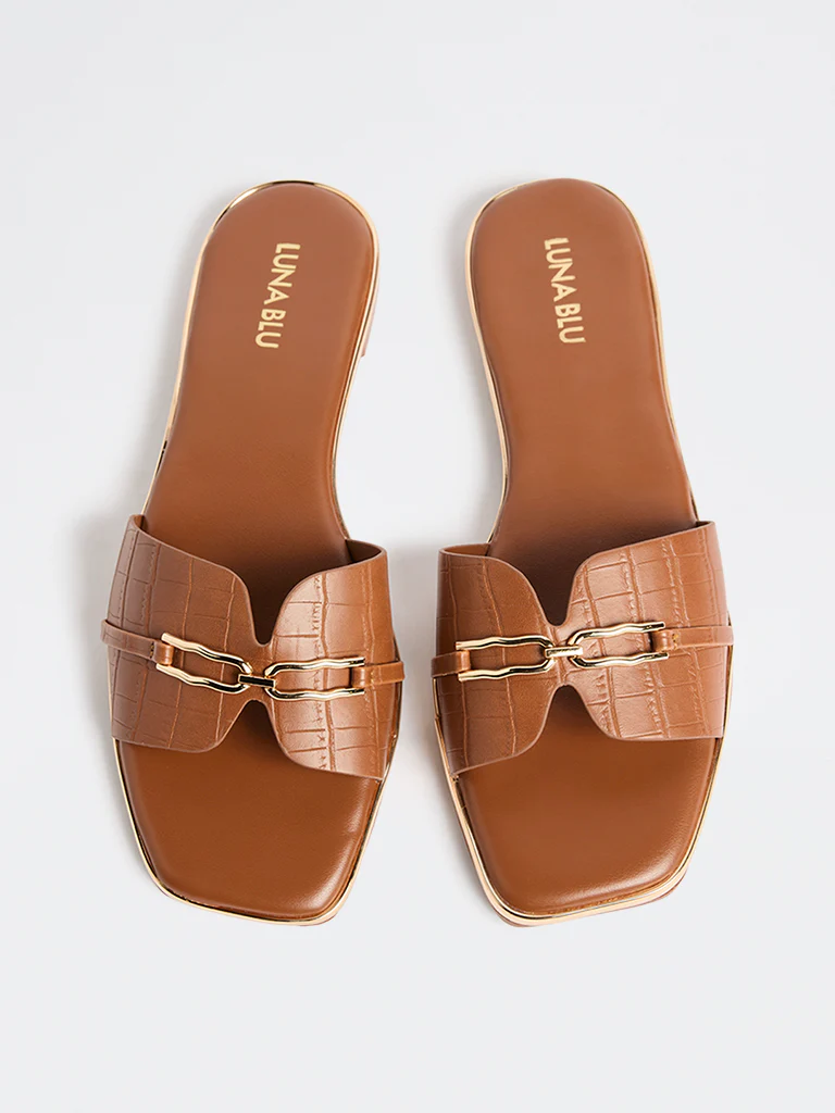 LUNA BLU Tan Hardware-Detailed Slides - Image 3