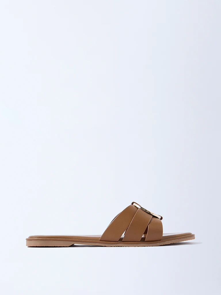 LUNA BLU Tan Hardware-Detailed Slides - Exclusive - Image 2