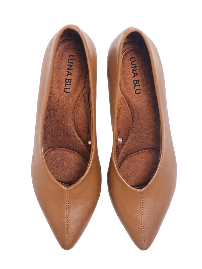 LUNA BLU Tan Kitten Heel Pump Shoes