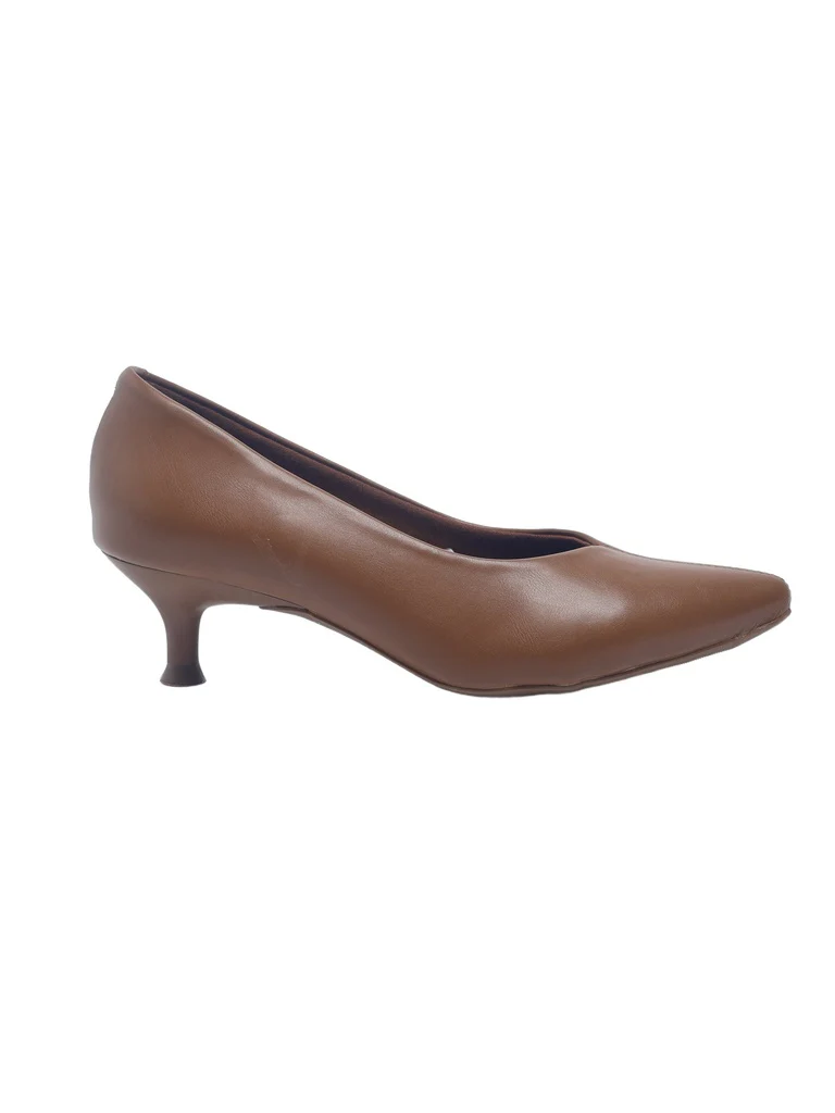 LUNA BLU Tan Kitten Heel Pump Shoes - Image 4