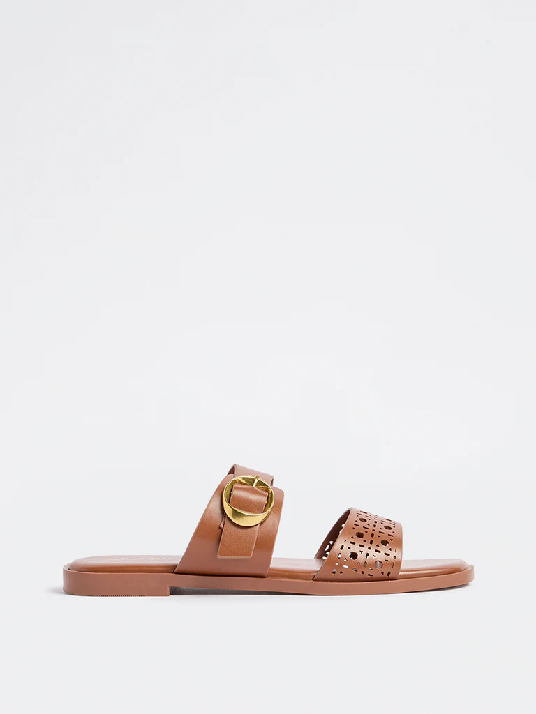 LUNA BLU Tan Laser-Cut Sandals