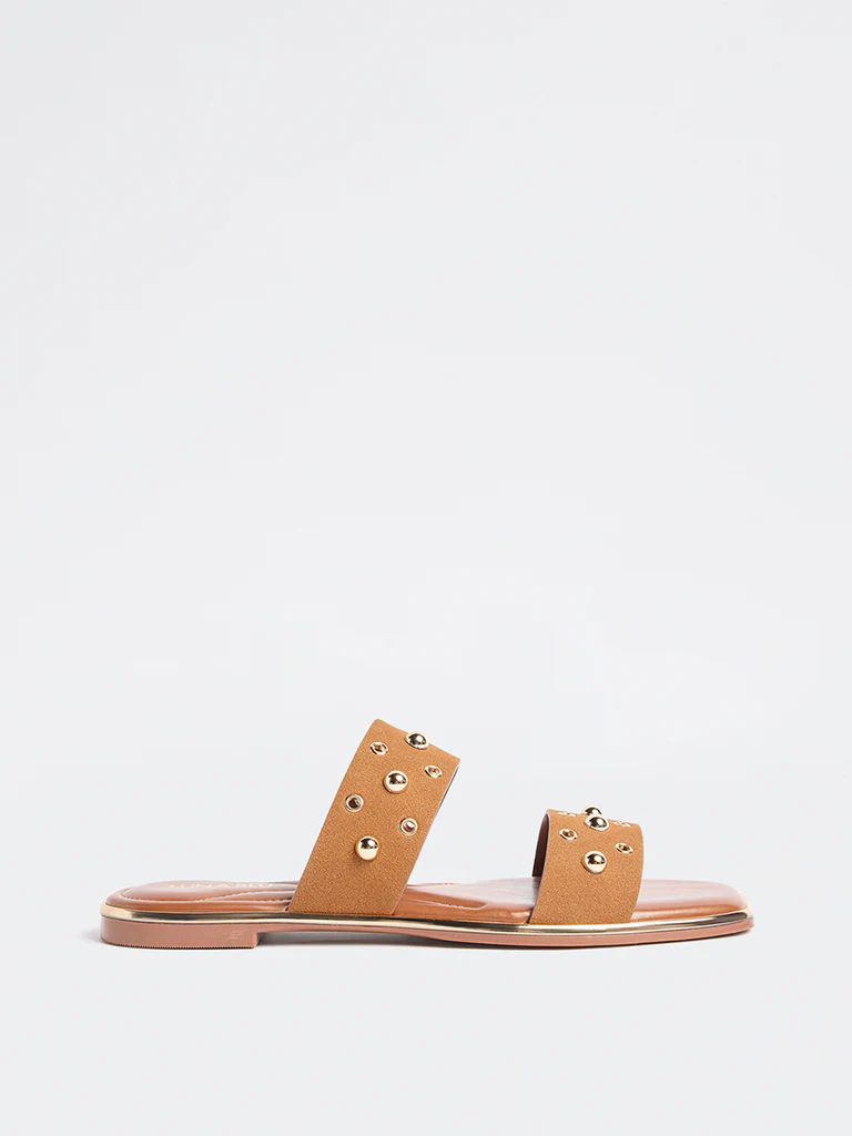 LUNA BLU Tan Metallic Detailed Slides
