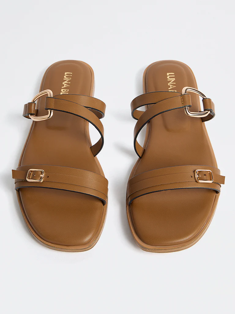 LUNA BLU Tan Multi-Strap Sandals - Image 3