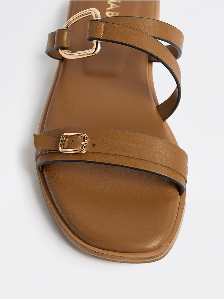 LUNA BLU Tan Multi-Strap Sandals - Image 4