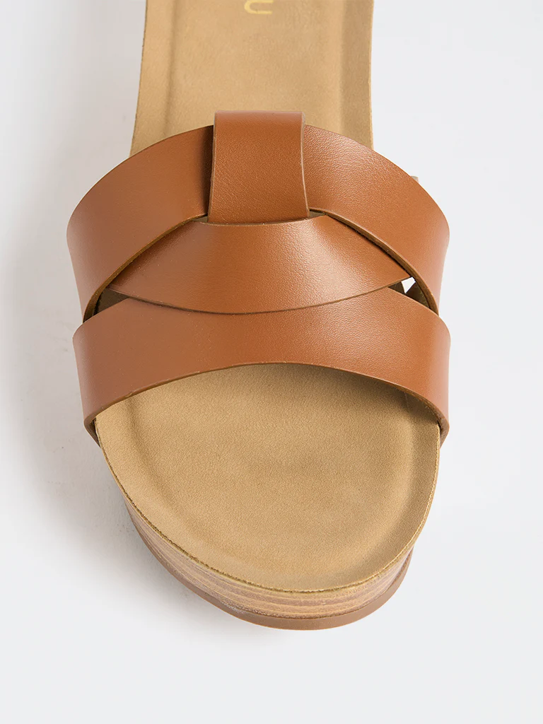LUNA BLU Tan Multi-Strap Wedge Sandals - Image 4