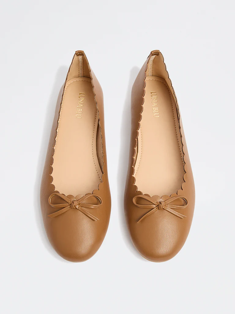 LUNA BLU Tan Scalloped Ballerina - Image 2