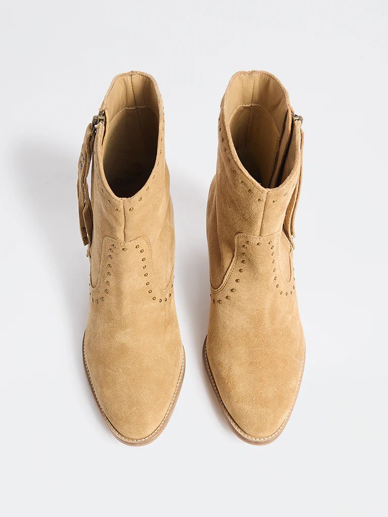 LUNA BLU Tan Studded Suede Boots - Image 2