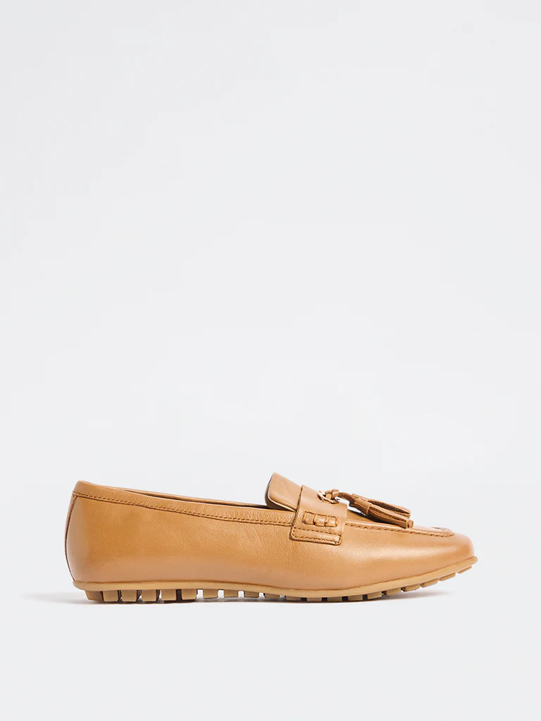 LUNA BLU Tan Tassel-Detailed Loafers