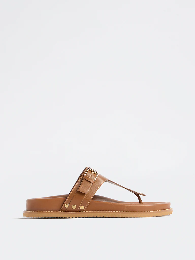 LUNA BLU Tan Thong-Strap Sandals