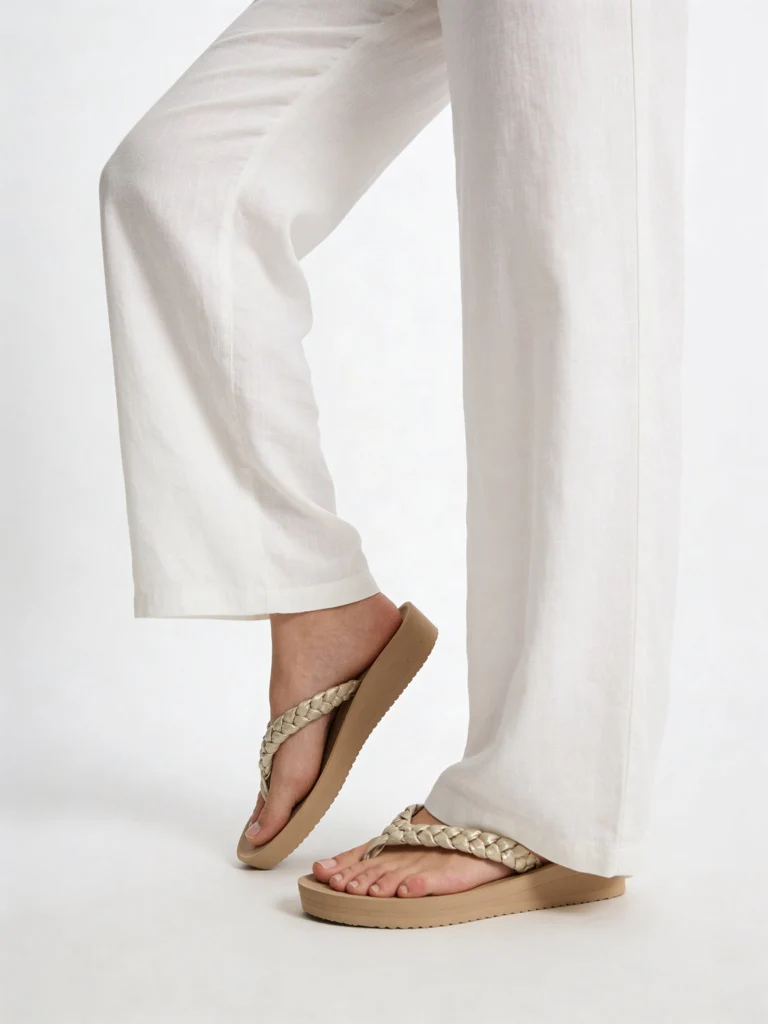 LUNA BLU Taupe Braided Comfort Flip-Flops