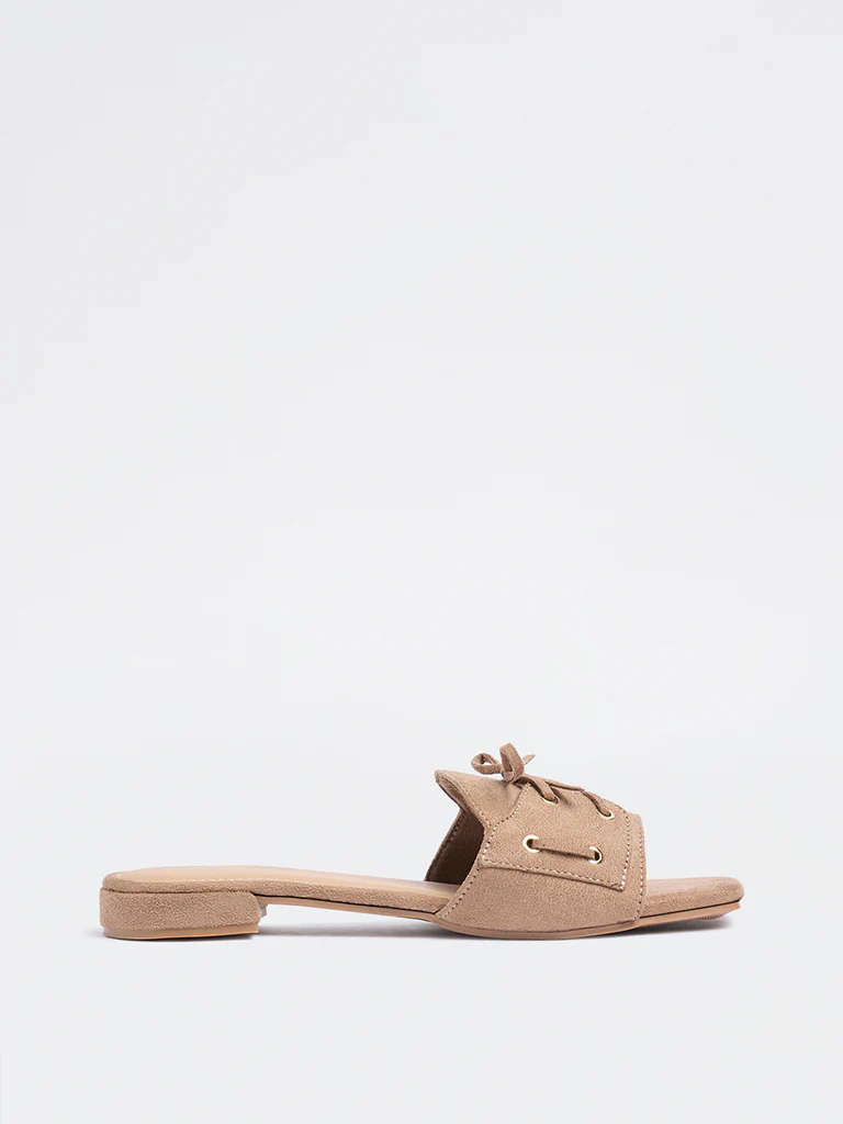 LUNA BLU Taupe Criss-Cross Detailed Sandals - Image 2