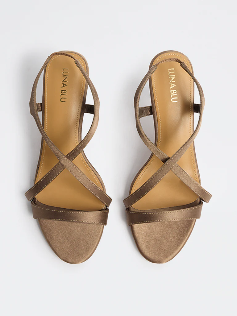 LUNA BLU Taupe Criss-Cross Detailed Sandals - Image 2