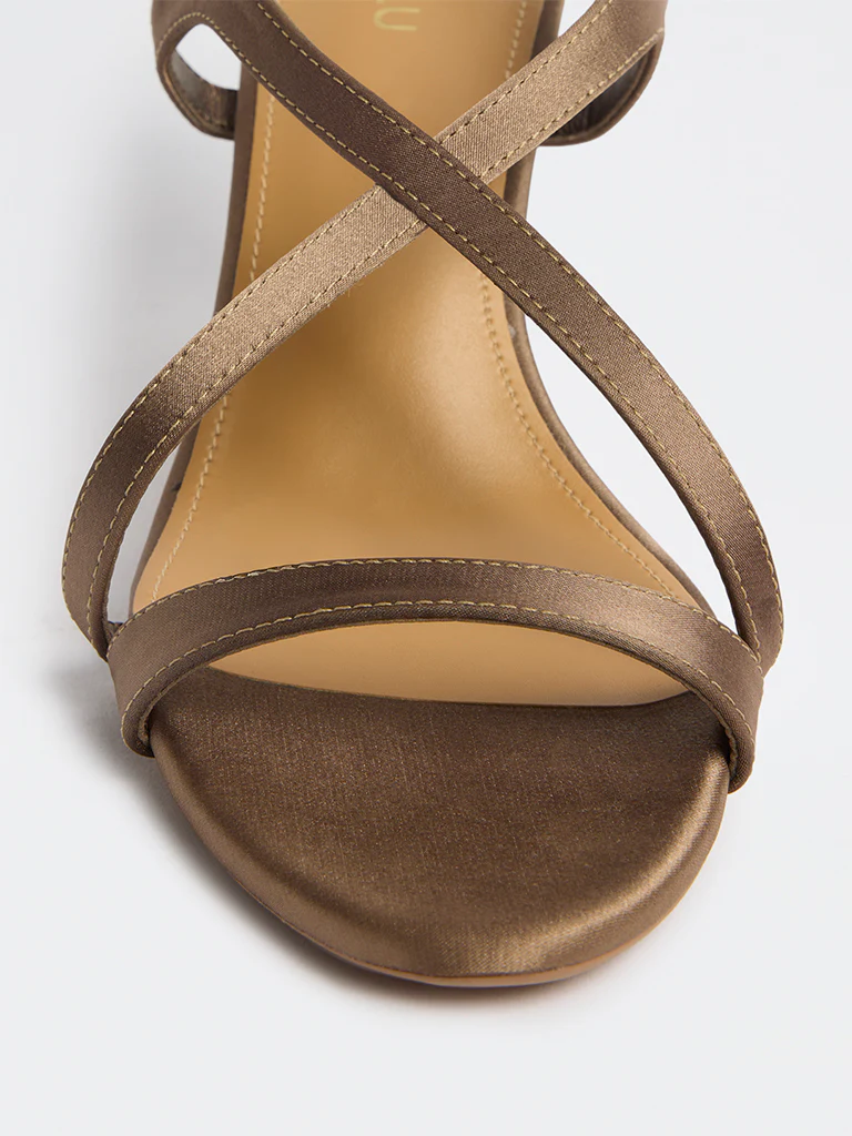 LUNA BLU Taupe Criss-Cross Detailed Sandals - Image 3