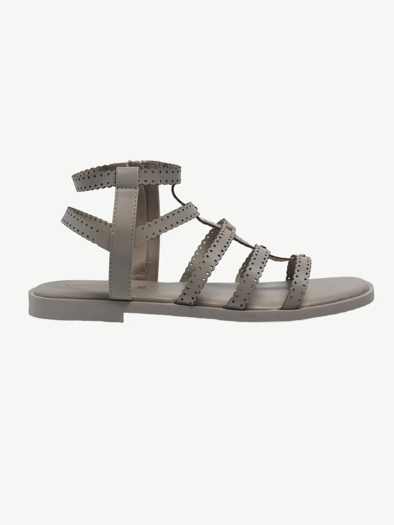 LUNA BLU Taupe Embellished Gladiator Sandals