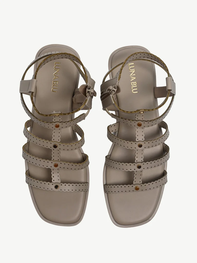 LUNA BLU Taupe Embellished Gladiator Sandals - Image 2