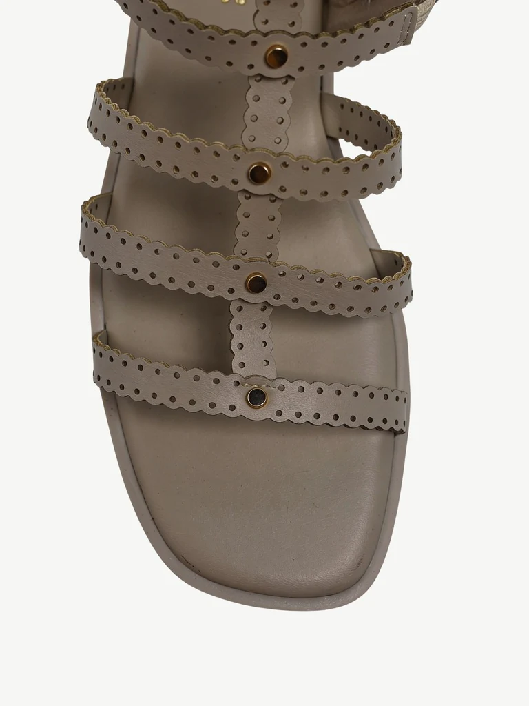 LUNA BLU Taupe Embellished Gladiator Sandals - Image 3