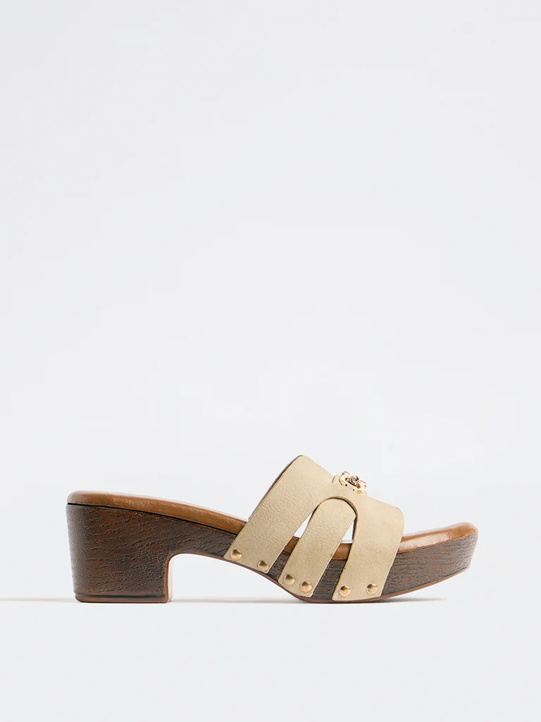 LUNA BLU Taupe Hardware-Detailed Platform-Heel Sandals - Image 2
