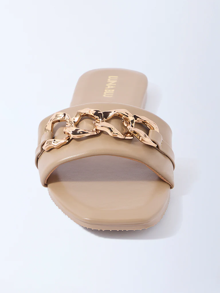 LUNA BLU Taupe Hardware-Detailed Slides - Exclusive - Image 3