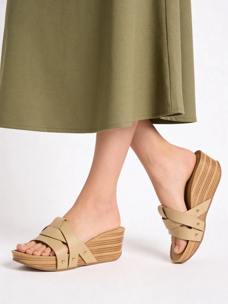 LUNA BLU Taupe Multi-Strap Wedge Sandals