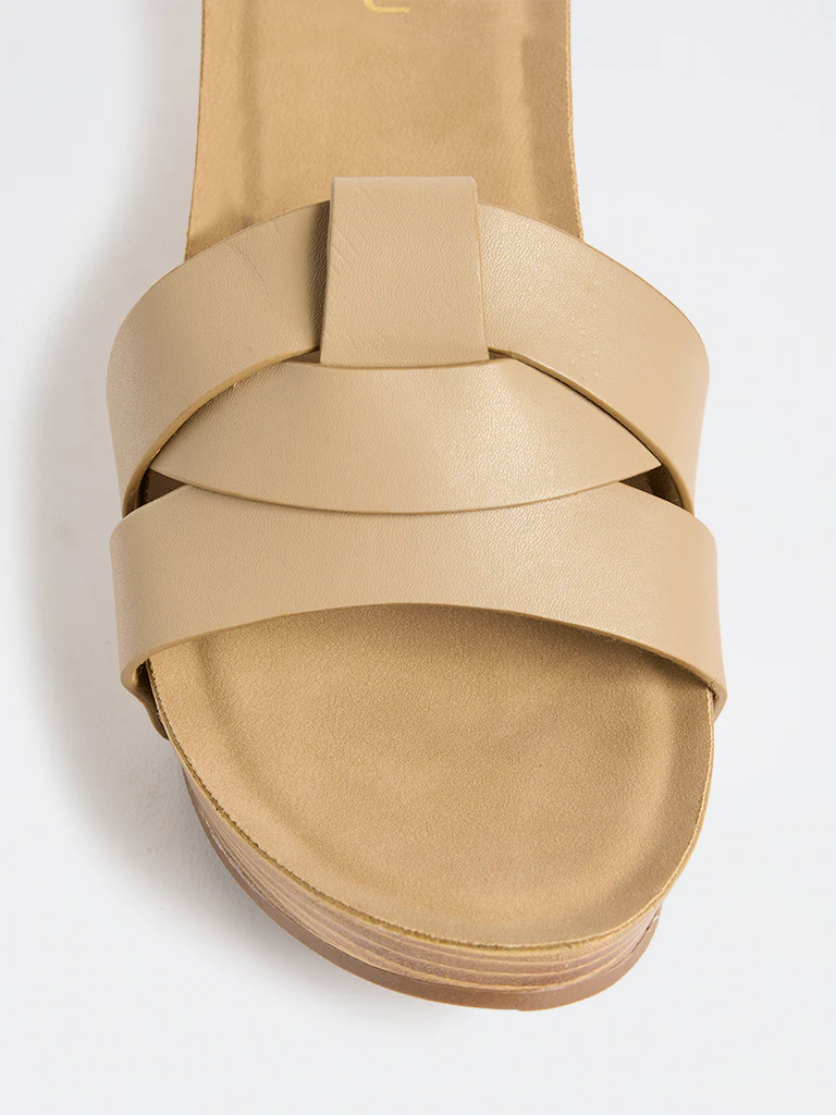 LUNA BLU Taupe Multi-Strap Wedge Sandals - Image 4
