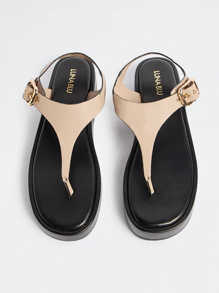 LUNA BLU Taupe Thong-Strap Sandals - Image 2