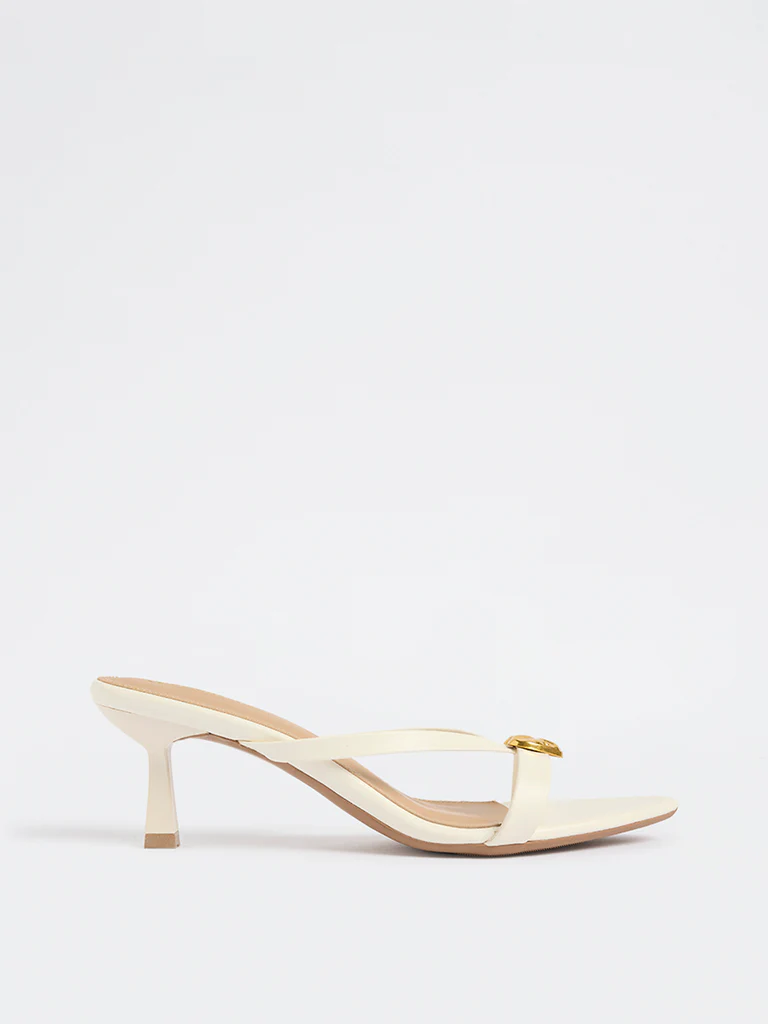 LUNA BLU White Heart-Detailed Heel-Sandals