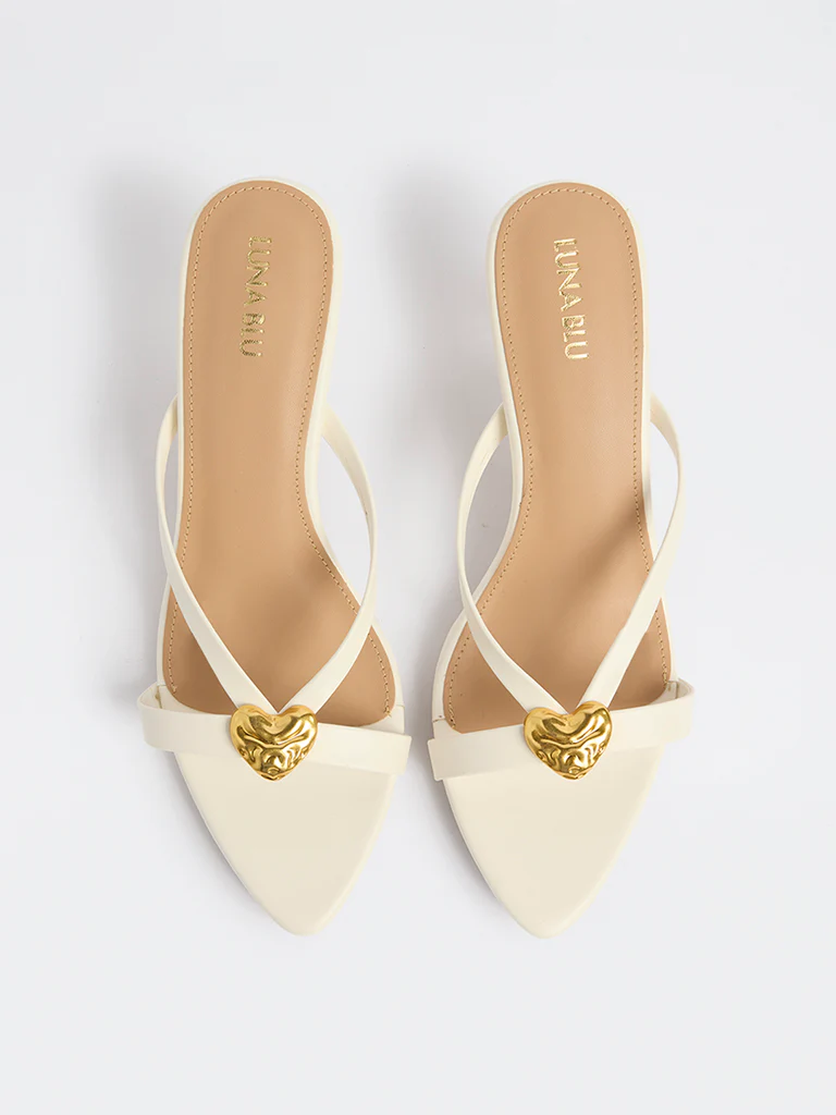 LUNA BLU White Heart-Detailed Heel-Sandals - Image 2