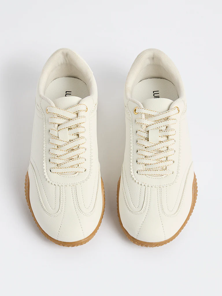 LUNA BLU White Lace-Up Trainer Sneakers - Image 3