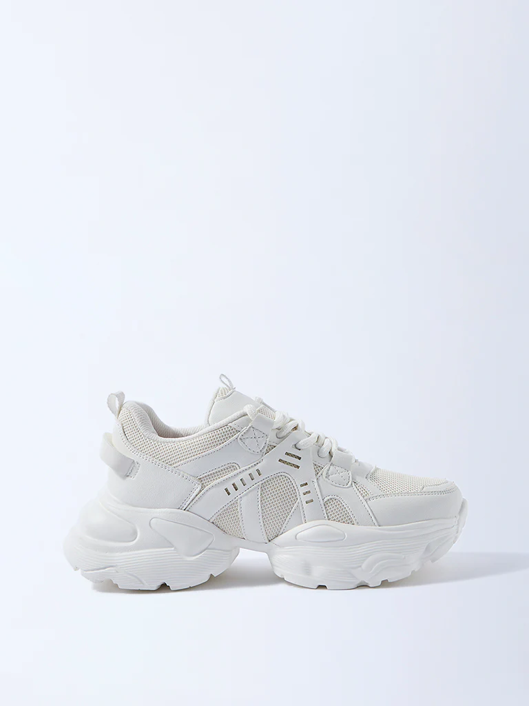 LUNA BLU White Mesh Detailed Chunky Sneakers