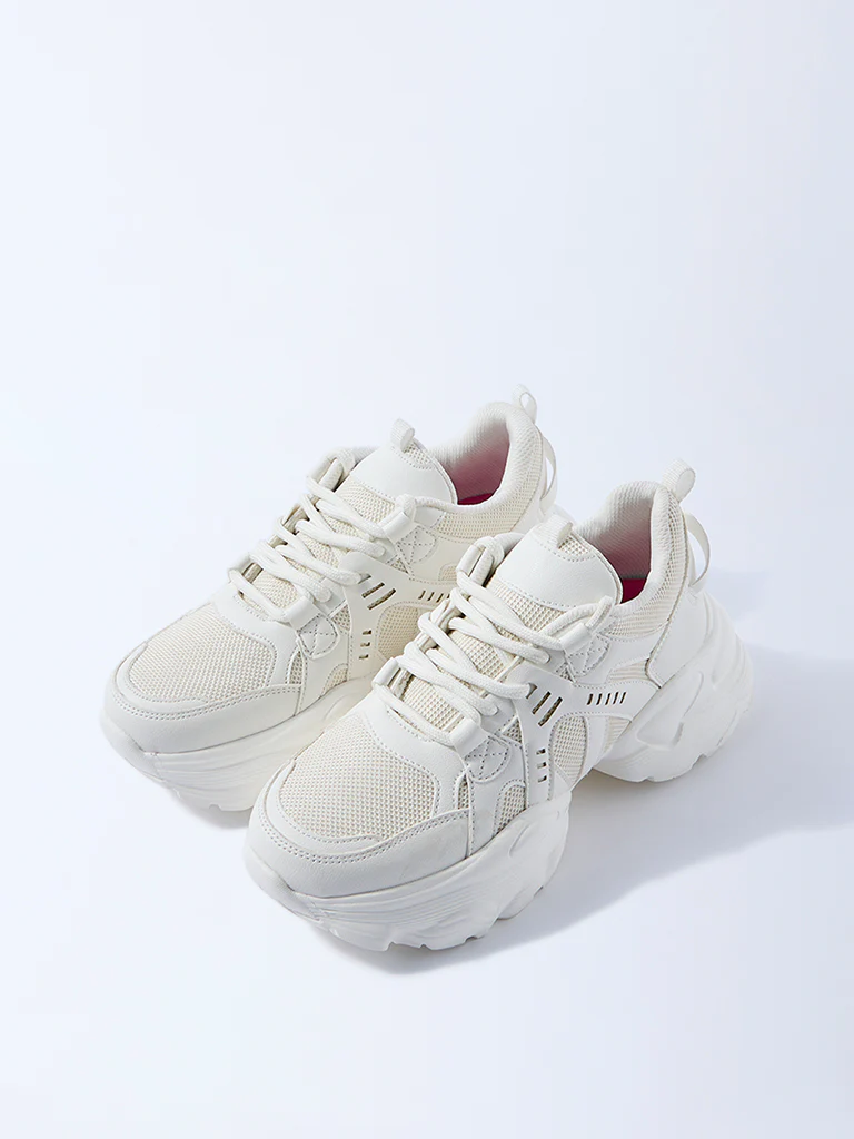 LUNA BLU White Mesh Detailed Chunky Sneakers - Image 2