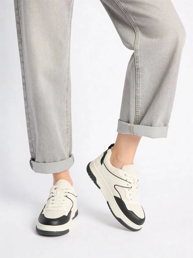 LUNA BLU White Mesh-Detailed Lace-Up Sneakers