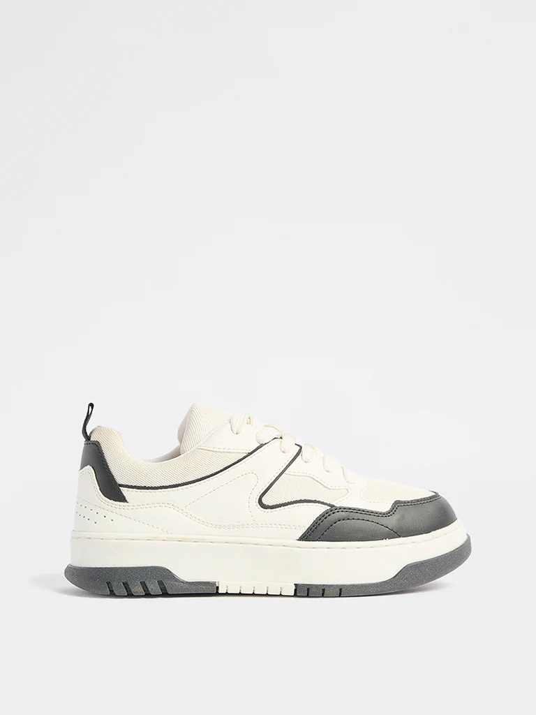 LUNA BLU White Mesh-Detailed Lace-Up Sneakers - Image 2
