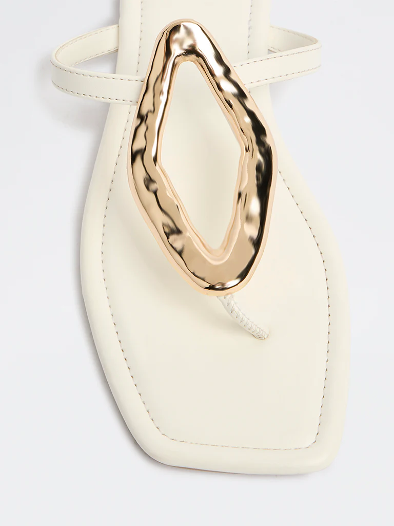 LUNA BLU White Metallic Detailed Slides - Image 3