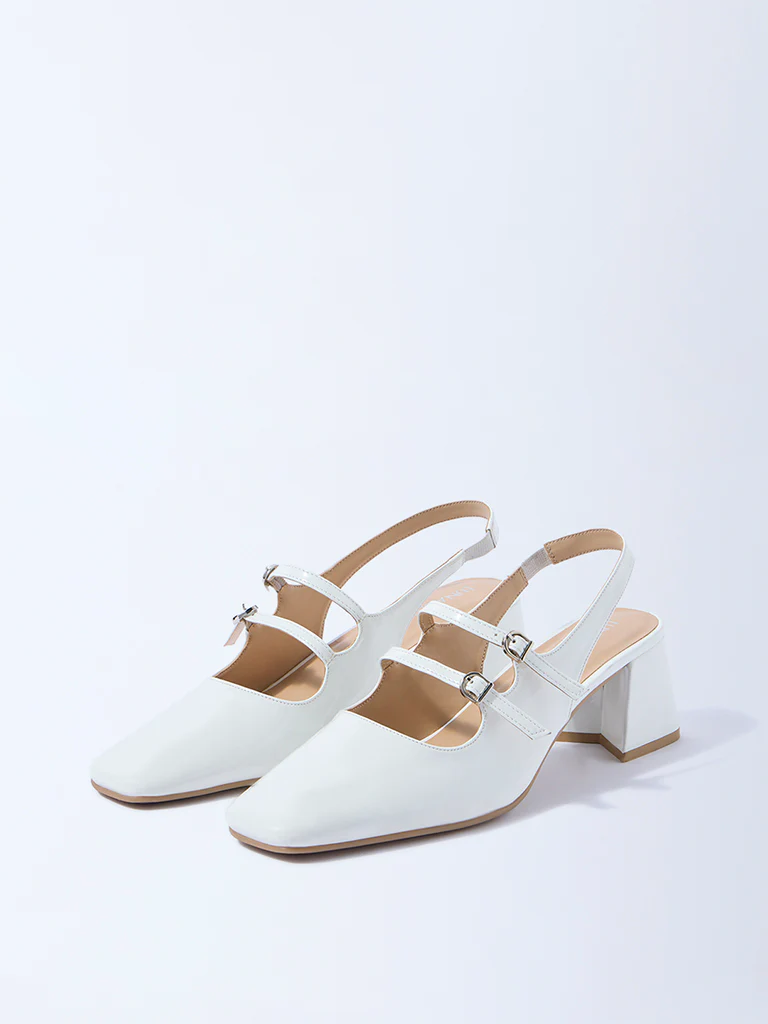 LUNA BLU White Multi-Strap Block-Heel Sandals - Image 2