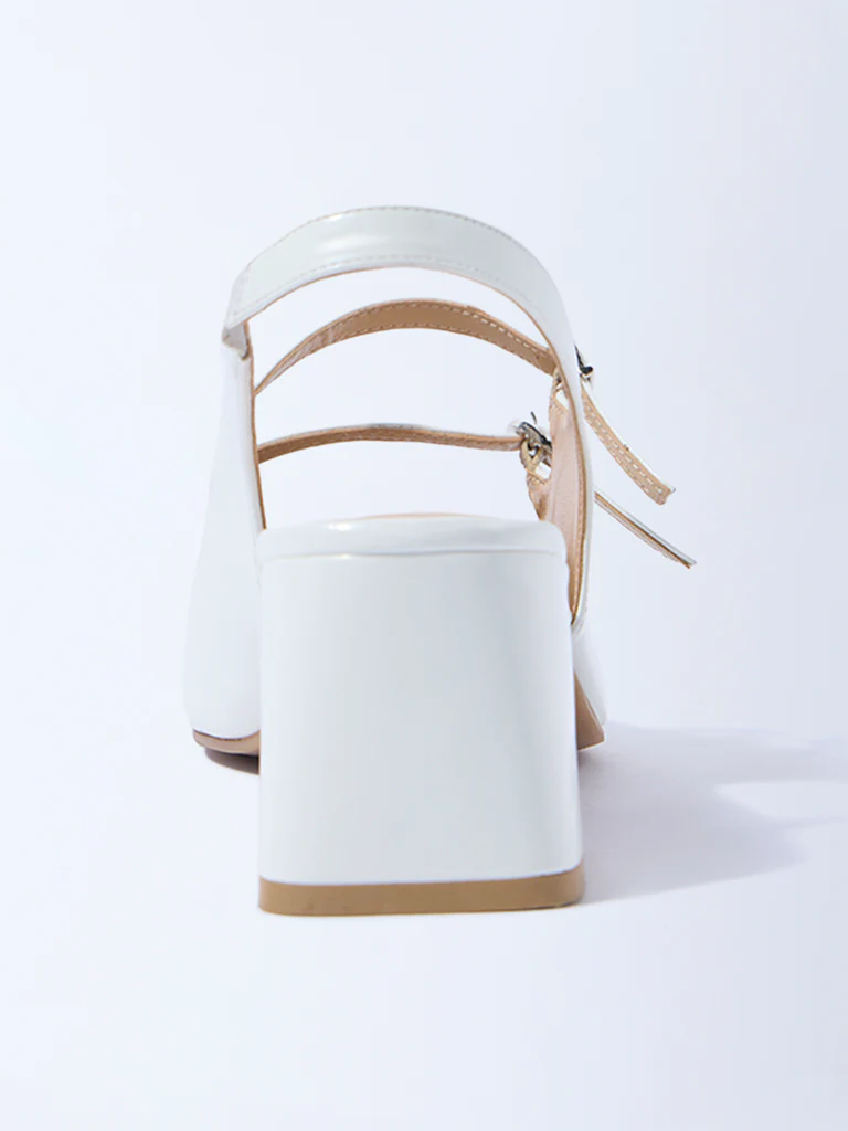 LUNA BLU White Multi-Strap Block-Heel Sandals - Image 3