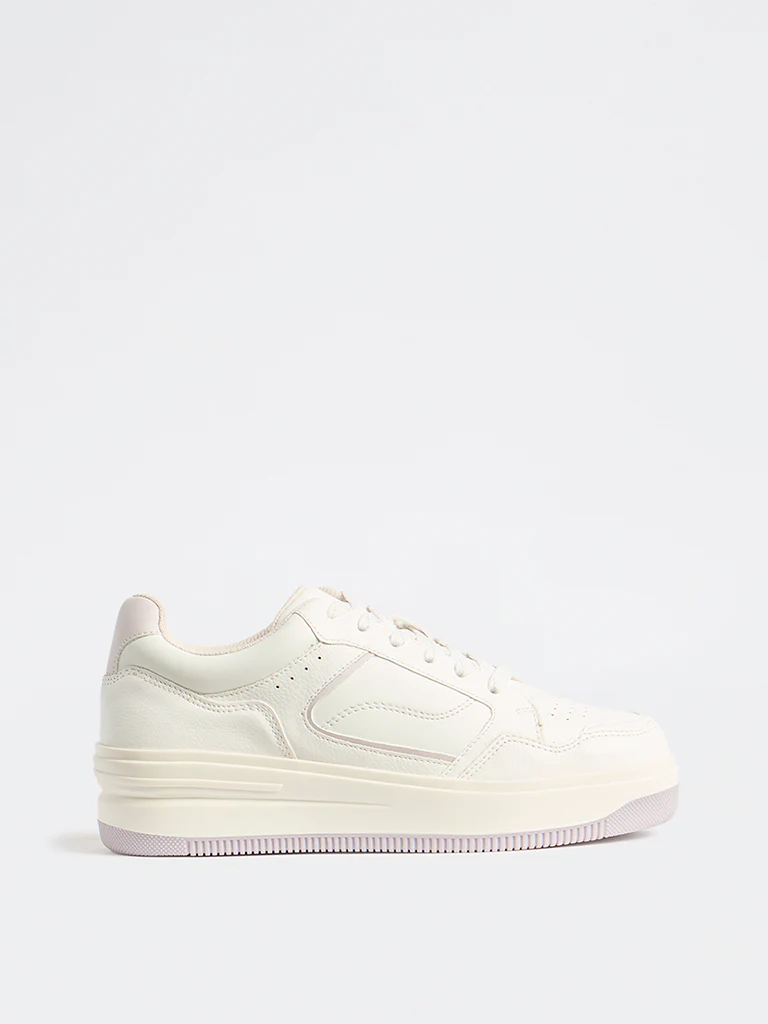 LUNA BLU White Perforated Lace-Up Trainer Sneakers - Image 2