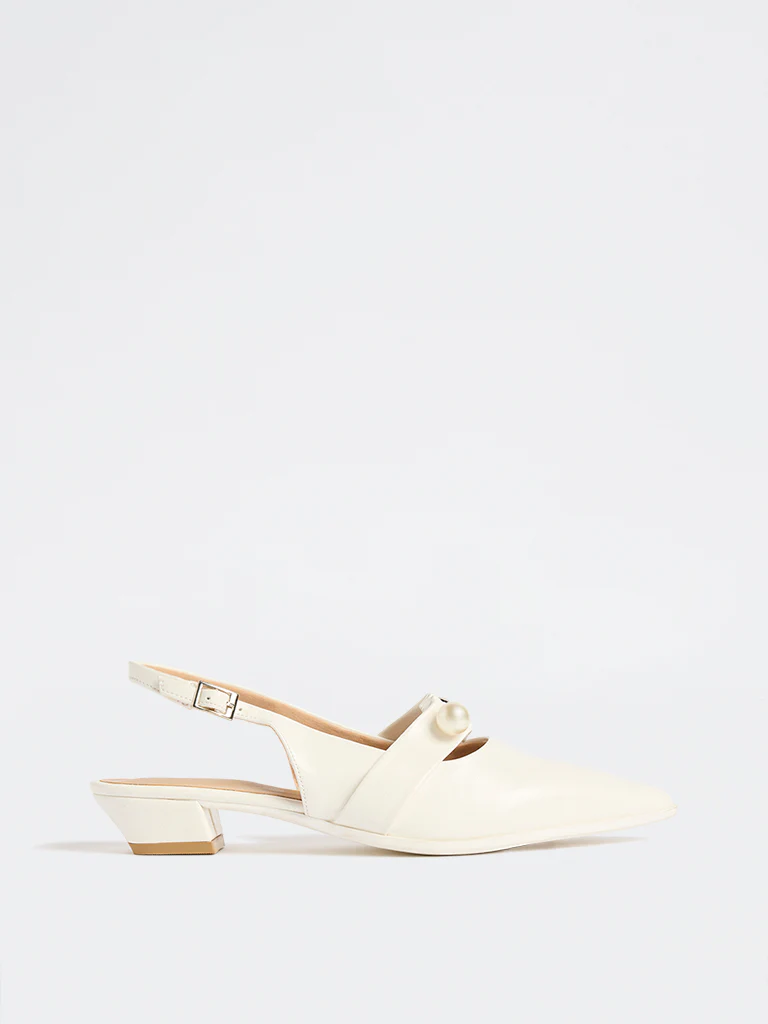 LUNA BLU White Pointed-Toe Slingback Mules