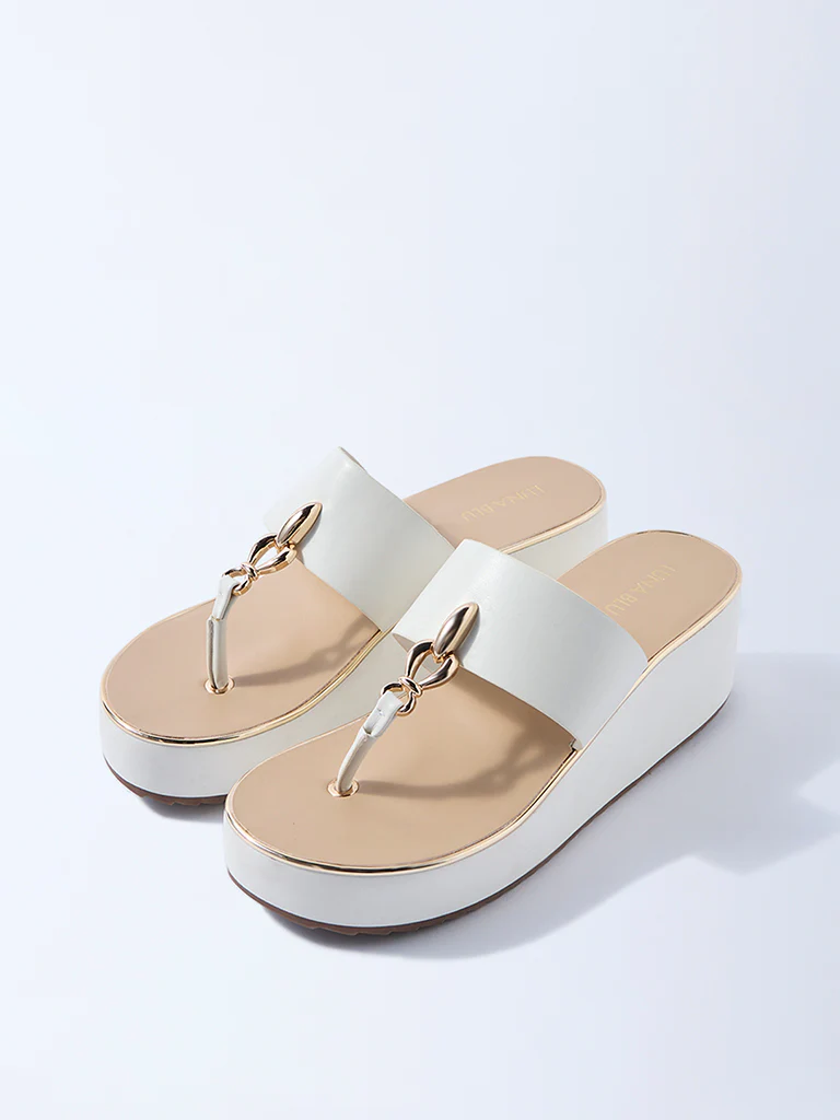 LUNA BLU White Wedge-Heel Sandals - Image 2