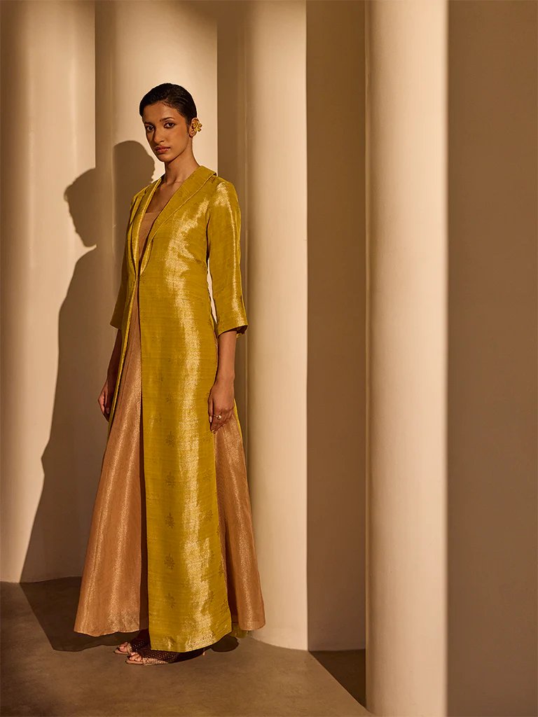 Maxi Dress with Jacket Set - Mustard