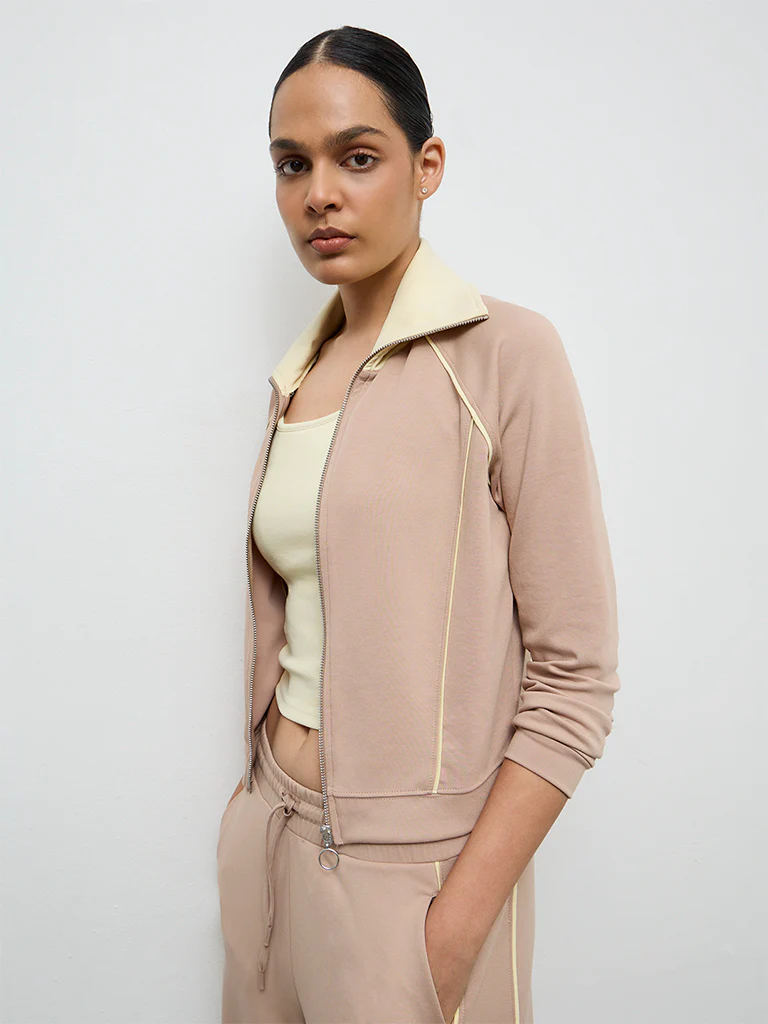 Nuoflexx Beige Pipeline-Detailed Jacket - Image 2
